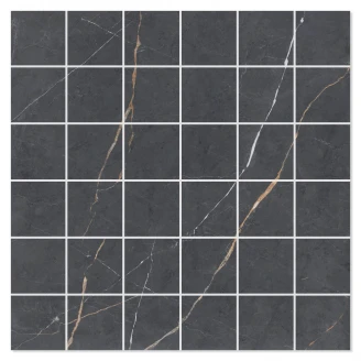 Marmor Mosaik Klinker Royal Mörkgrå Polerad 30x30 (5x5) cm